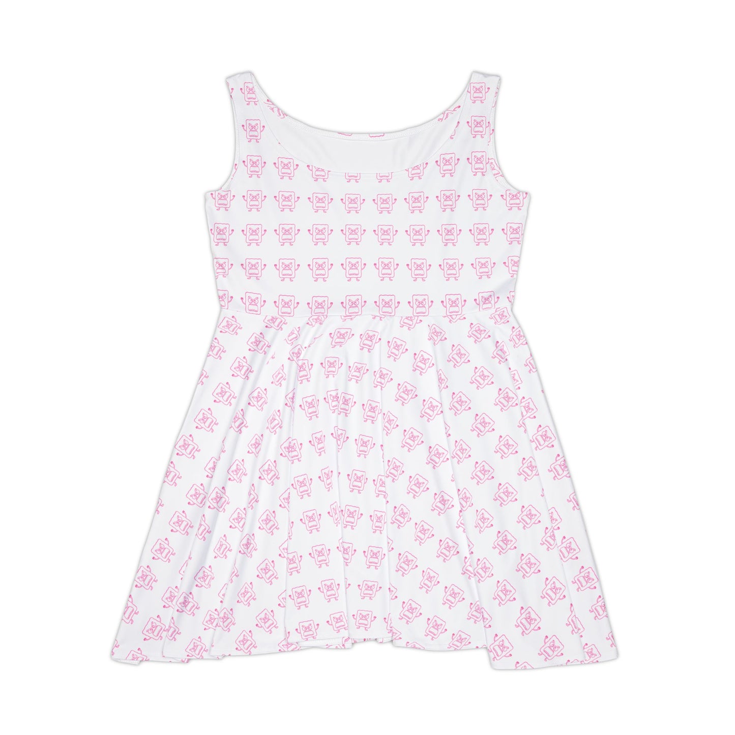 Pink Floral Crown Skater Dress — Women’s All-Over Print Cute Spring Dress