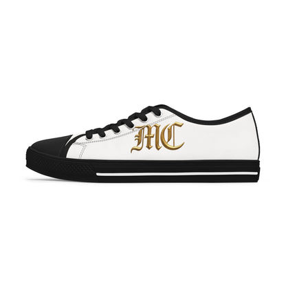 Monogram 'MC' Women's Low Top Sneakers — Gold Gothic Initial Canvas Shoes