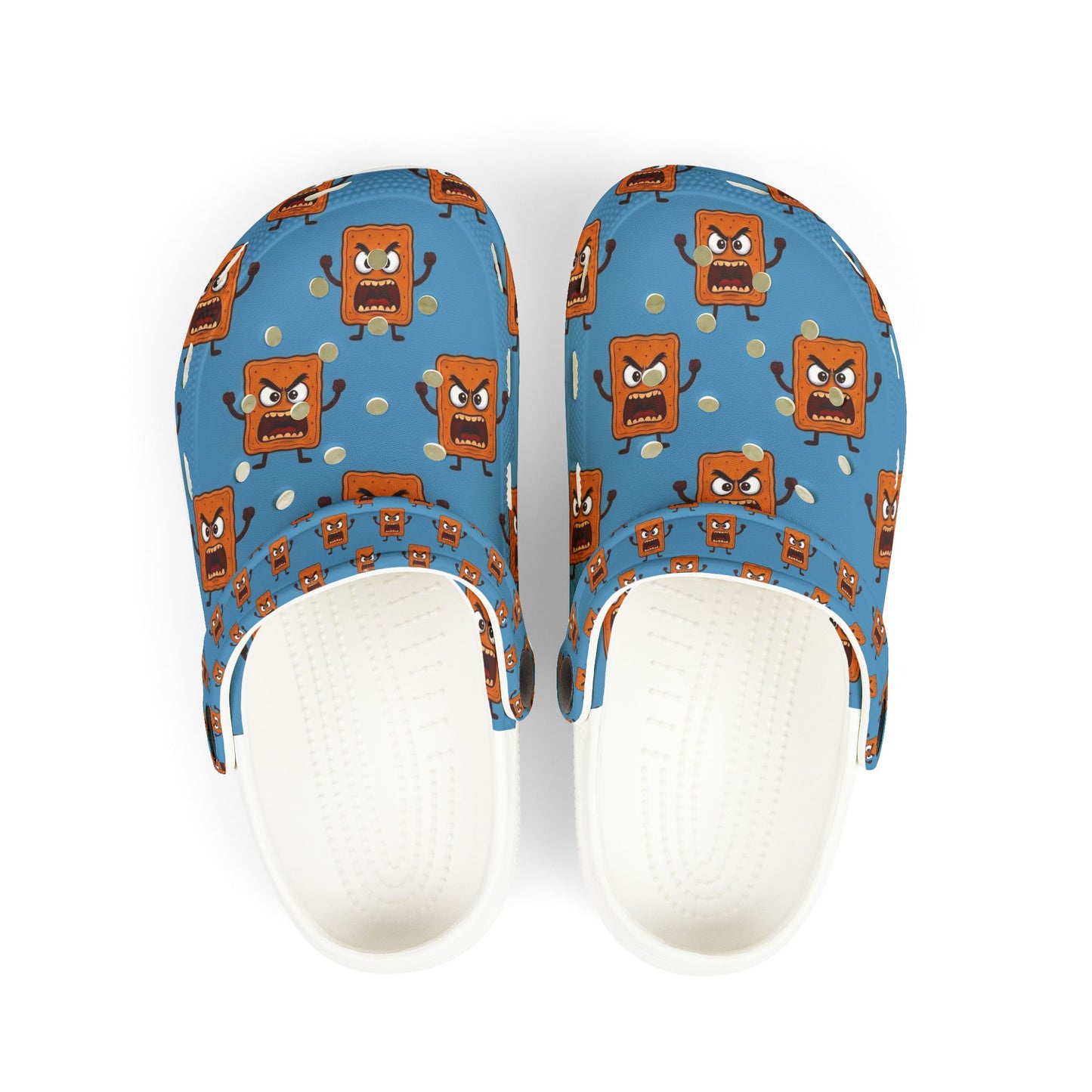 Kids Blue Mad Cobbler Pattern  Foam Clogs – Cute Cartoon Animal Slip-Ons