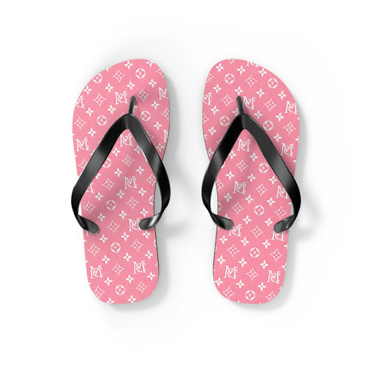 Pink Monogram Flip Flops – Luxury Pattern Beach Sandals