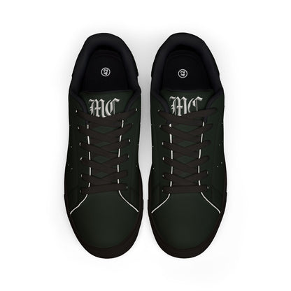 Men's Black Minimal Leather Sneakers — Low-Top Casual Trainers