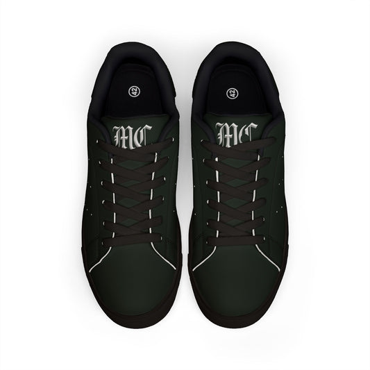 Men's Black Minimal Leather Sneakers — Low-Top Casual Trainers