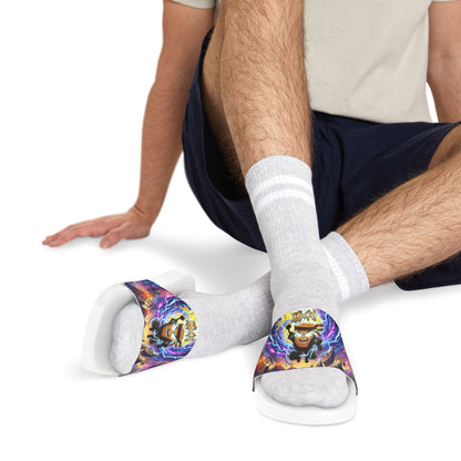 Slide Sandals - Vibrant Cosmic Mad Cobbler Graphic Removable-Strap Slides
