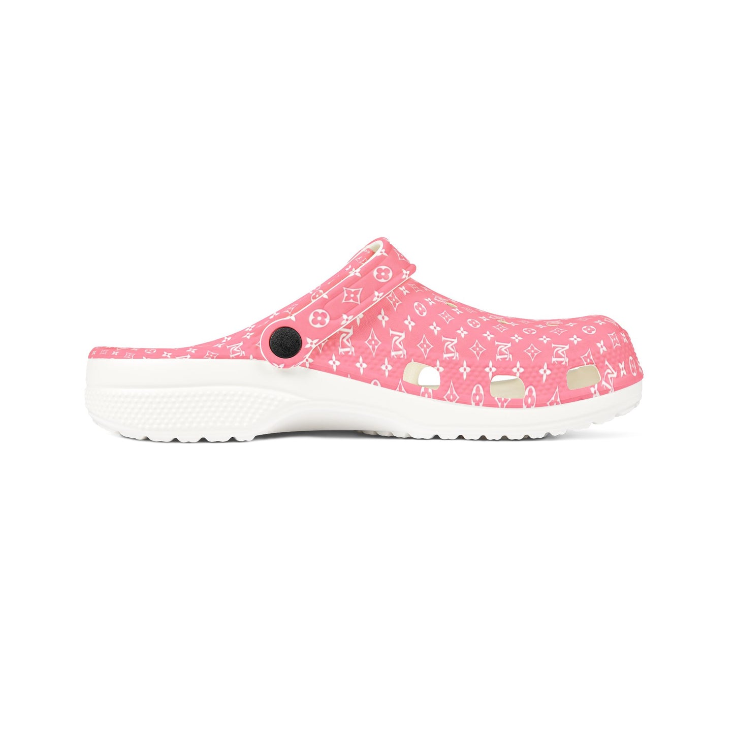 Pink Patterned EVA Foam Clogs – Floral Monogram Slip-On Garden Shoes