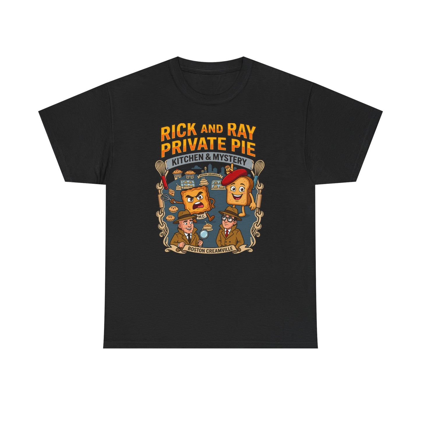 Private Pie Mystery Tee — Rick & Ray Kitchen Adventure Graphic 100% Heavyweight Cotton T-Shirt