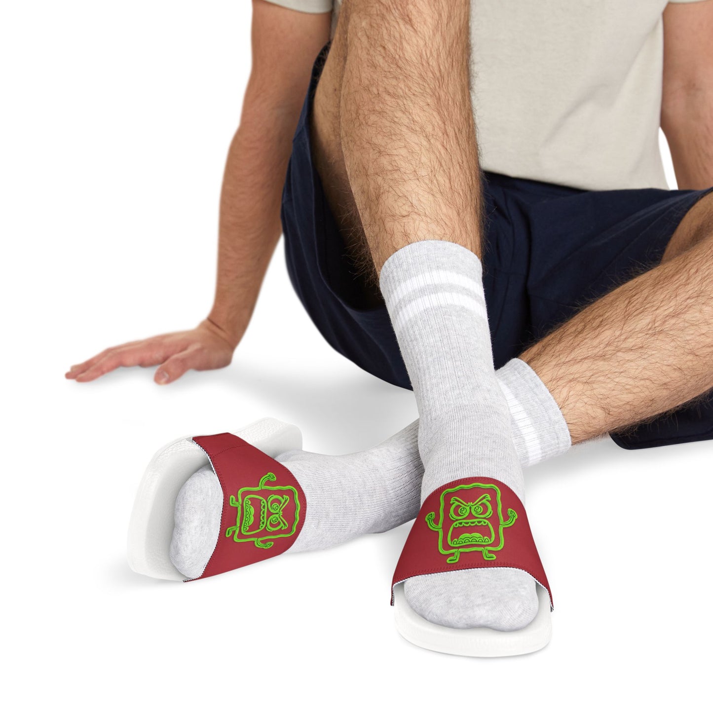 Men's Slide Sandals with Green Mad Cobbler