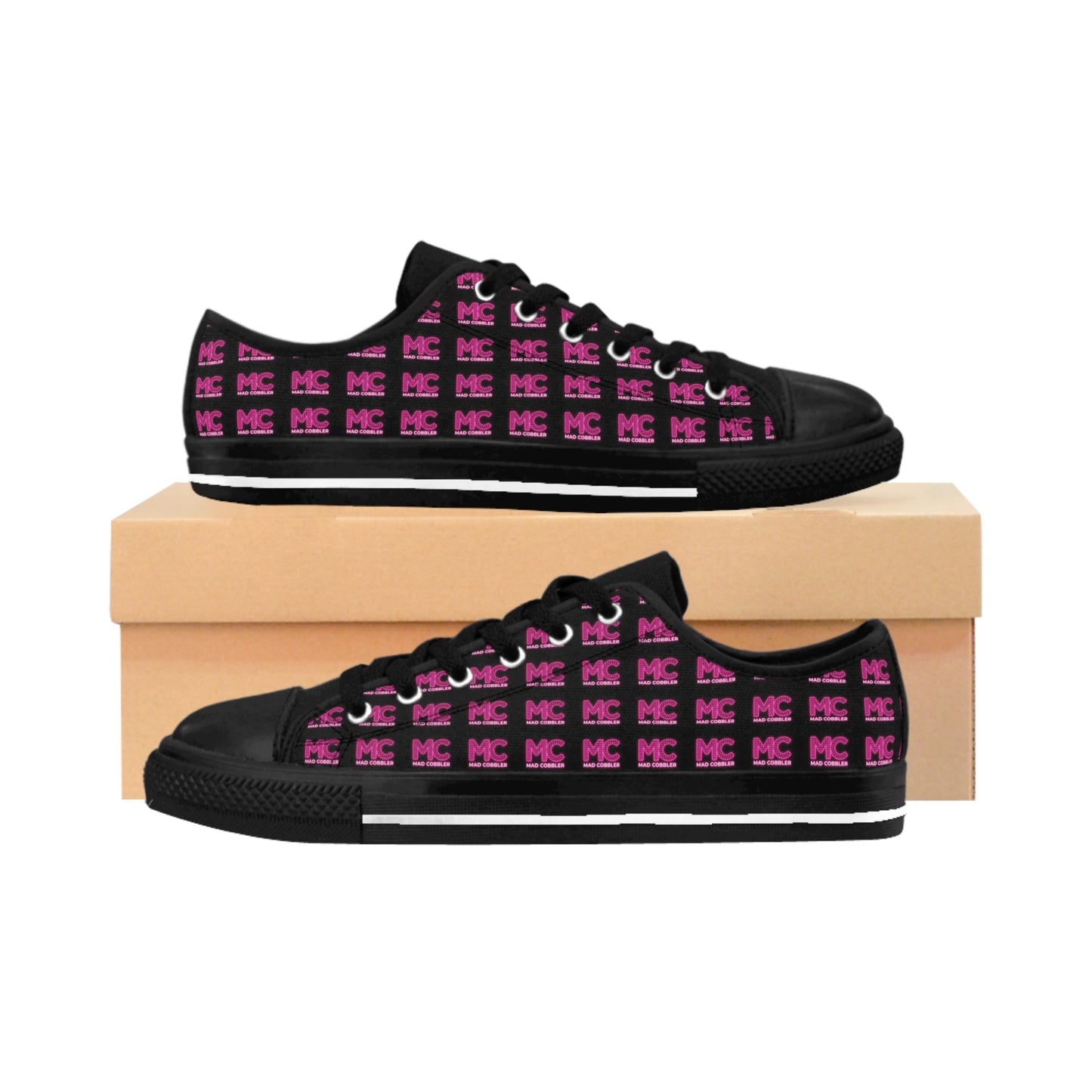 Women's Canvas Sneakers — Pink MC Mad Cobbler  Pattern