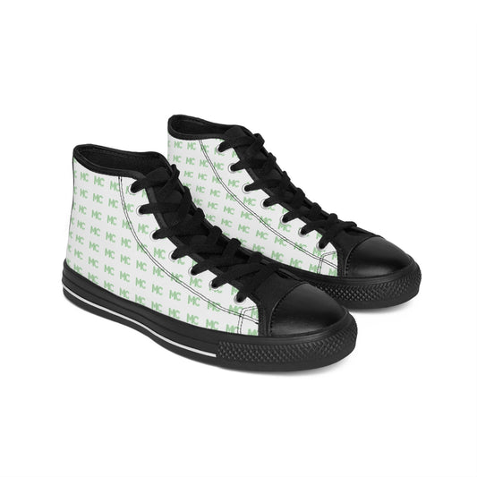 High-Top Sneakers — Minimal Green 'MC' Monogram Pattern