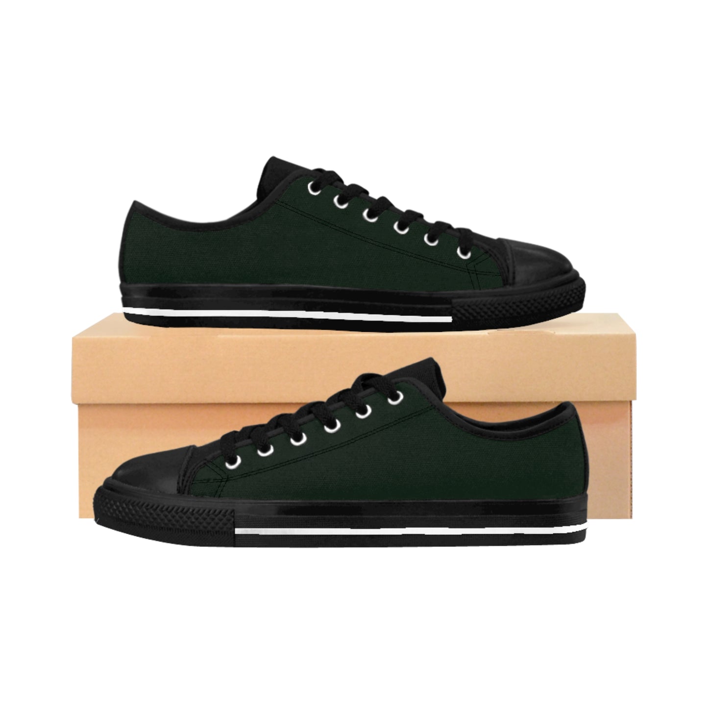 Men's Dark Green Canvas Sneakers — Classic Low-Top Casual Shoes