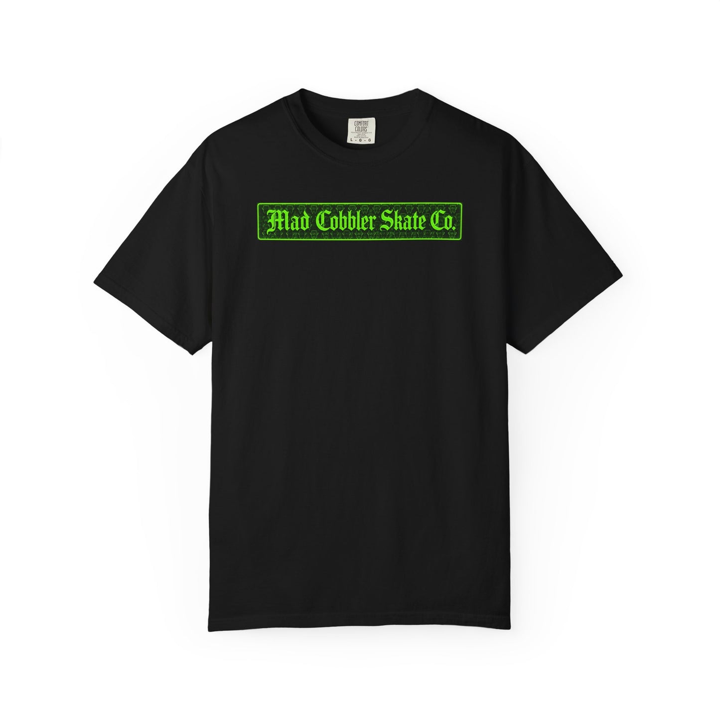 Mad Cobbler Skate Co. T-Shirt — Neon Green Logo Skateboard Tee
