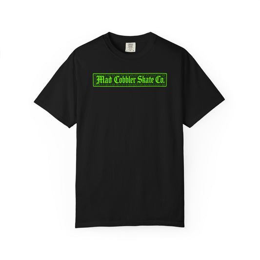 Mad Cobbler Skate Co. T-Shirt — Neon Green Logo Skateboard Tee