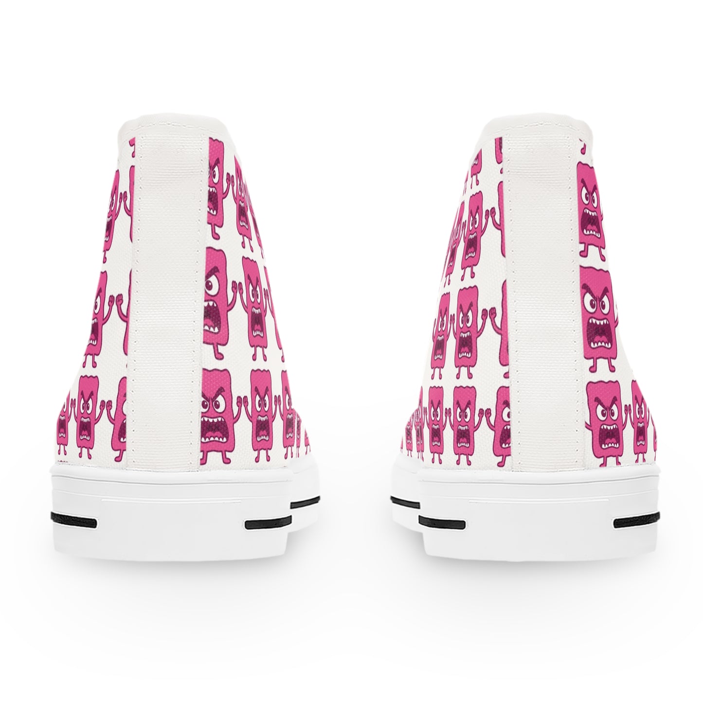 Pink Mad Cobbler Pattern High Top Sneakers — Cute Cartoon Repeat Print for Women
