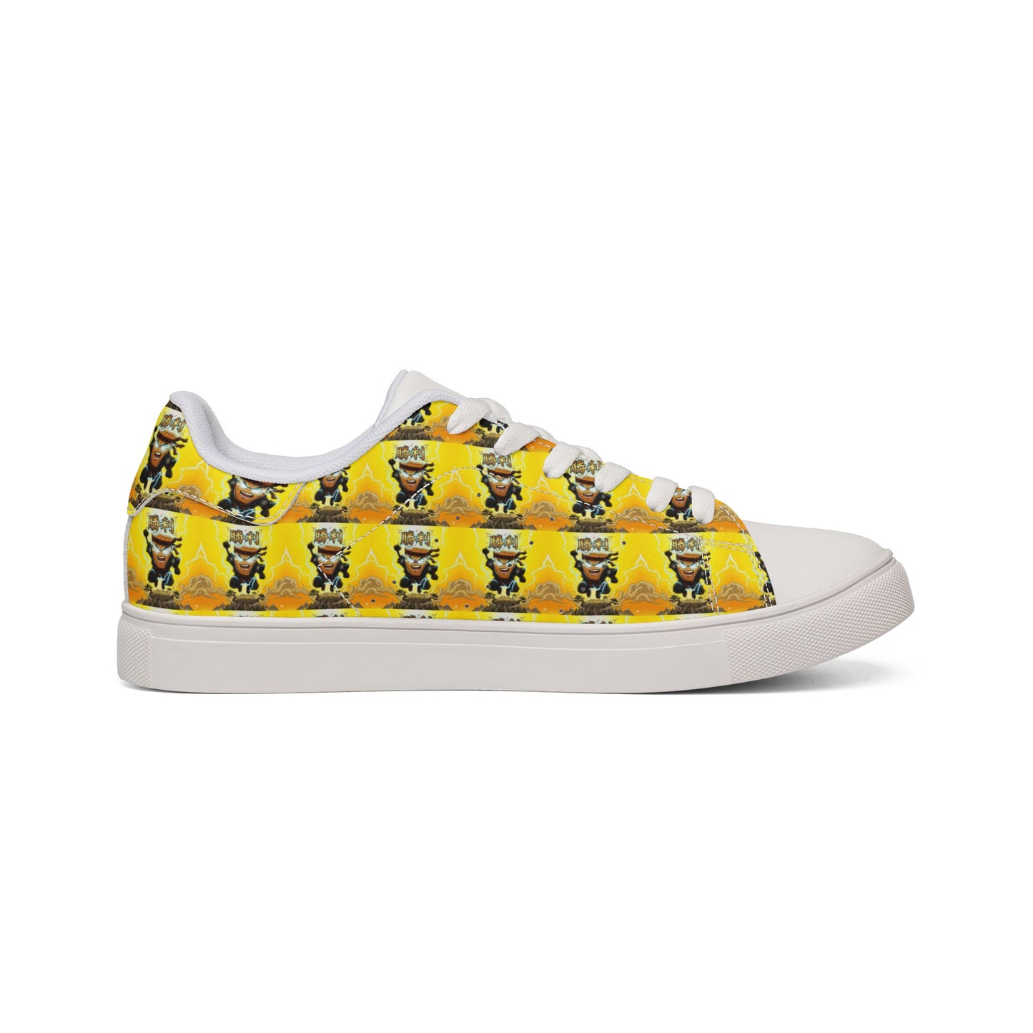 Low-Top Sneakers — Yellow Mad Cobbler Graphic Leather Shoes