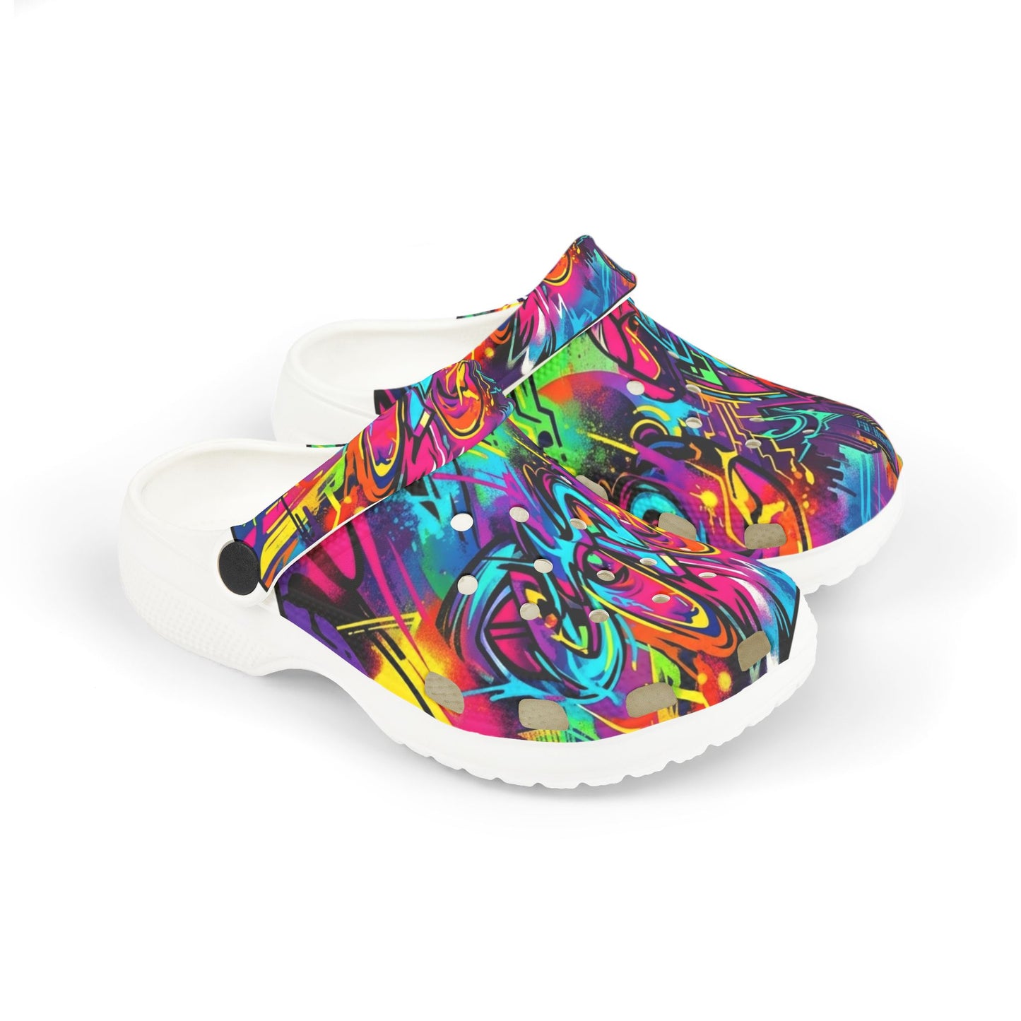 Kids Graffiti Splash  Foam Clogs — Colorful Comfortable Slip-On Shoes