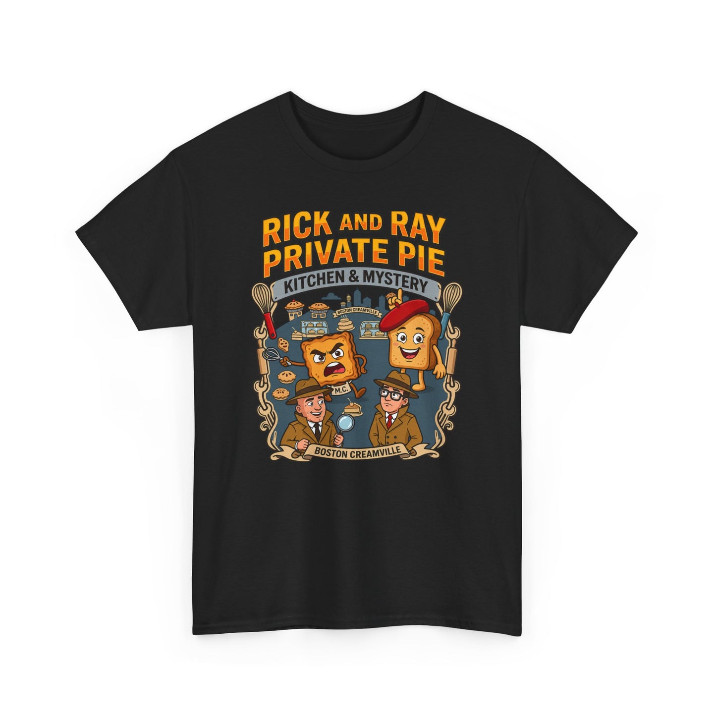 Private Pie Mystery Tee — Rick & Ray Kitchen Adventure Graphic 100% Heavyweight Cotton T-Shirt