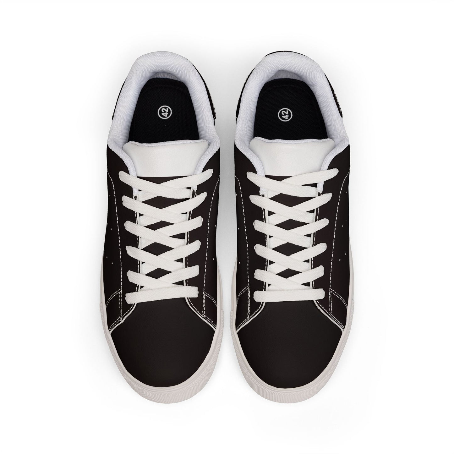 Men's Black Cherry Leather Low-Top Sneakers — Classic Casual Skate Shoes