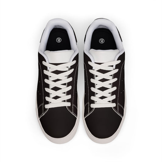 Men's Black Cherry Leather Low-Top Sneakers — Classic Casual Skate Shoes