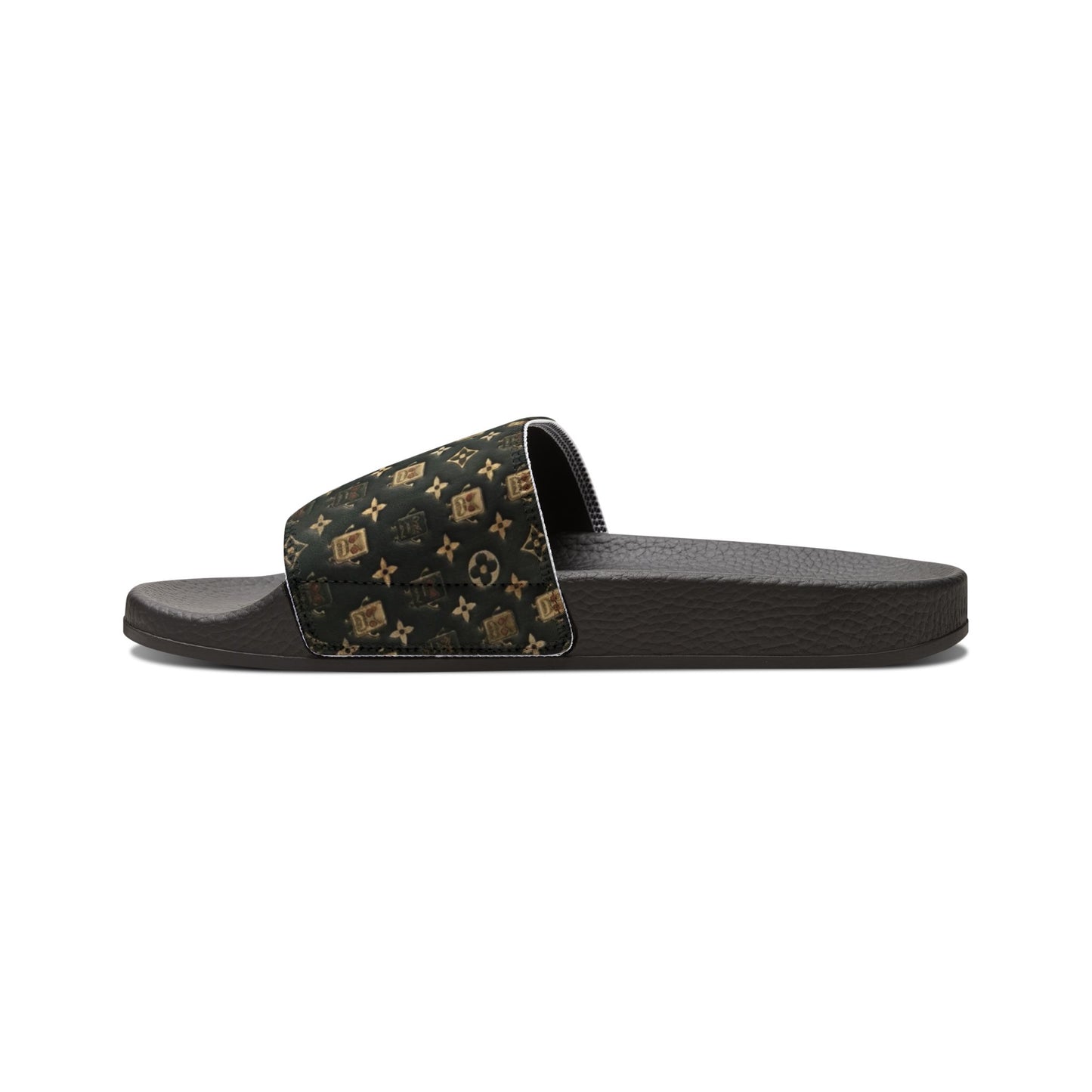 High Fashion Removable-Strap Slide Sandals – Black Monogram Pattern
