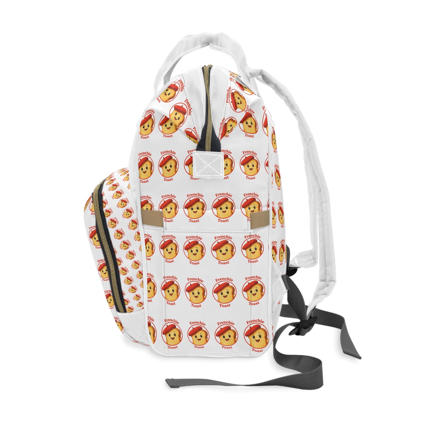 Frenchie Toast Pattern Diaper Backpack – Cute Baby Bag with Cartoon Toast Design